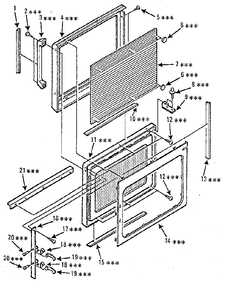 Door Diagram and Parts List for 5648996380  Kenmore Microwave