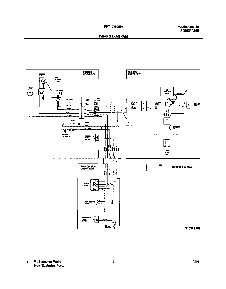 WIRING DIAGRAM Diagram and Parts List for FRT17GG5AQ0  Frigidaire Refrigerator