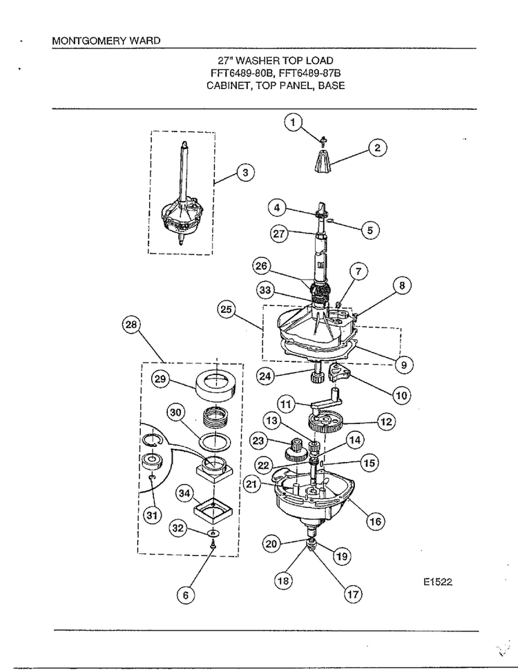 Cabinet/top Panel/base Diagram and Parts List for 6489-80B  Frigidaire Washer