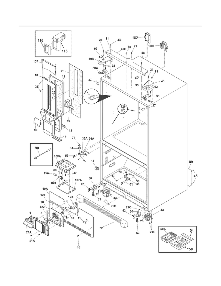 Cabinet Diagram and Parts List for EI27BS26JB8  Electrolux Refrigerator