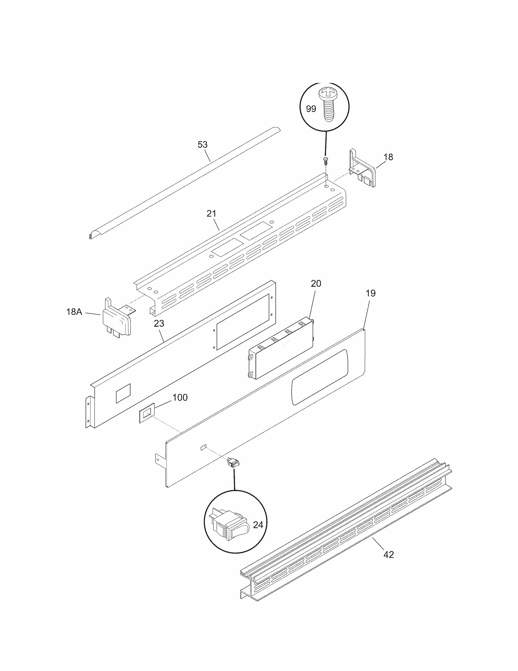 Control Panel Diagram and Parts List for 79030554802  Kenmore Wall Oven