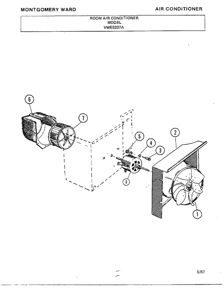 Room Air Conditioner Page 5 Diagram and Parts List for 5237A  Frigidaire Air Conditioner