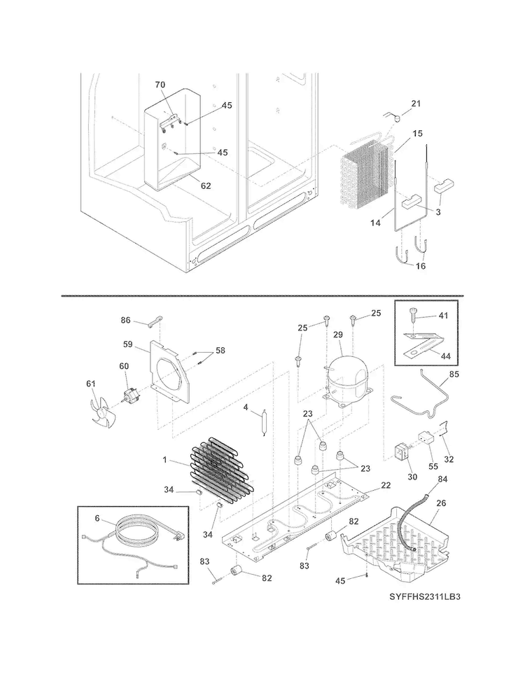 System Diagram and Parts List for FGHS2631PE1  Frigidaire Refrigerator