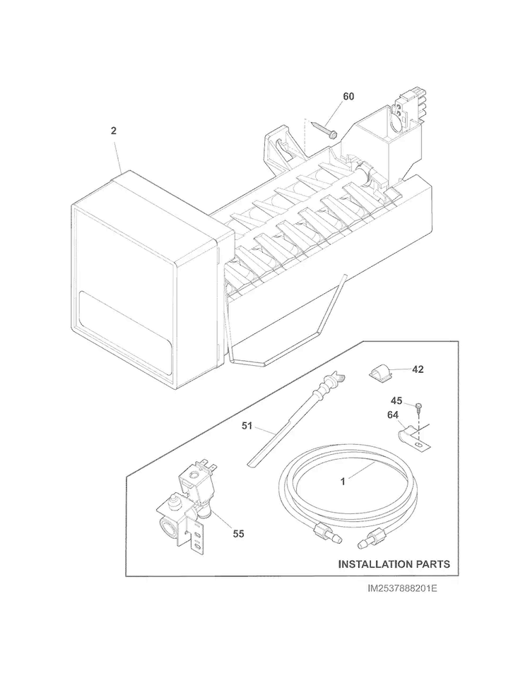 Ice Maker Diagram and Parts List for FPHI2188PF2  Frigidaire Refrigerator