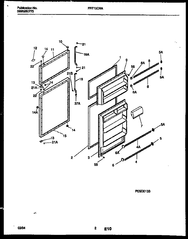 DOOR PARTS Diagram and Parts List for FRT13CRAD0  Frigidaire Refrigerator