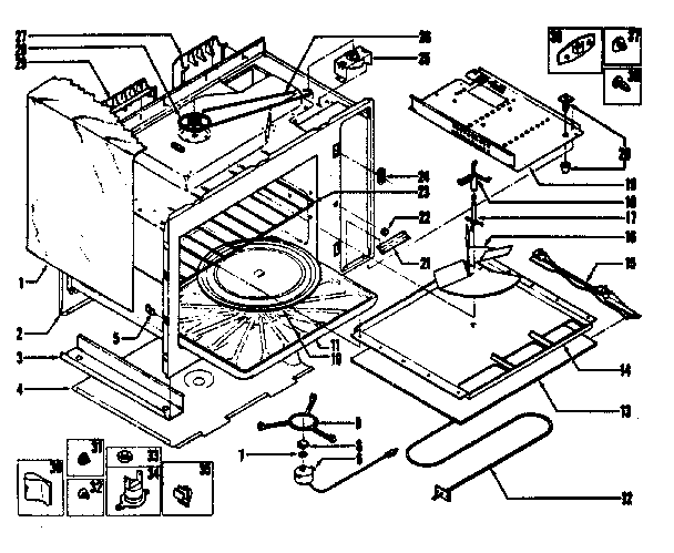 Basic Body Diagram and Parts List for 56-4877  Tappan Microwave