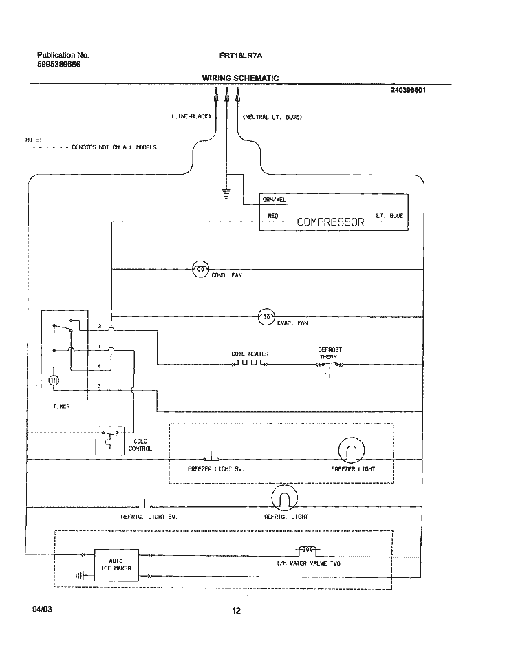 WIRING SCHEMATIC Diagram and Parts List for FRT18LR7AQ8  Frigidaire Refrigerator