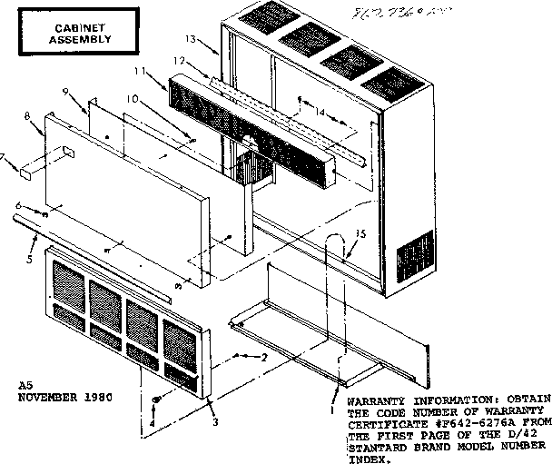 Cabinet assembly Diagram and Parts List for 8677364100  Frigidaire Furnace
