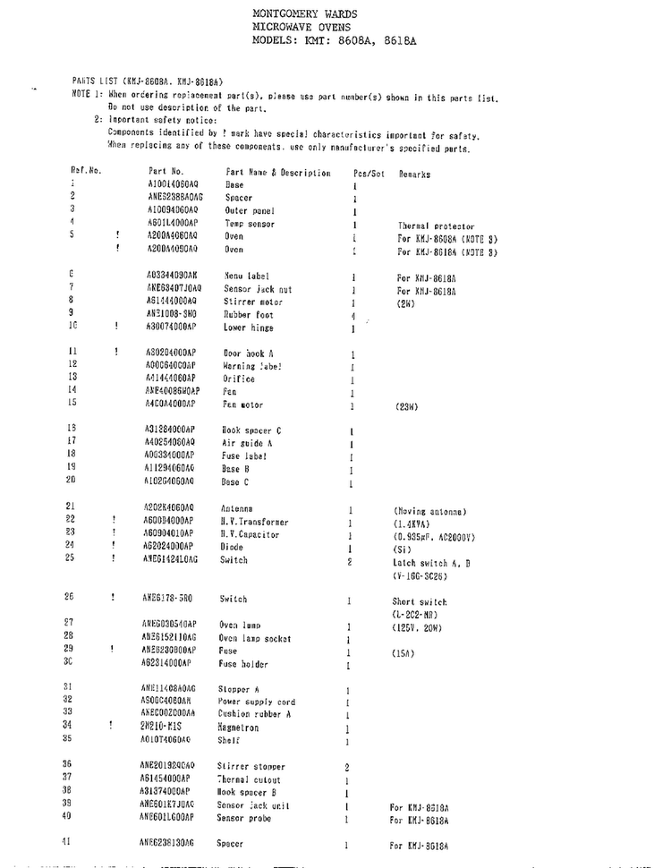 Microwave Oven Complete Page 5 Diagram and Parts List for 8608A  Frigidaire Microwave