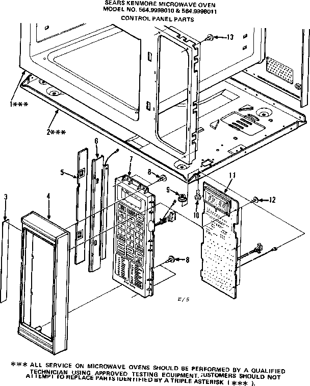 Control Panel Parts Diagram and Parts List for 5649998010  Kenmore Microwave