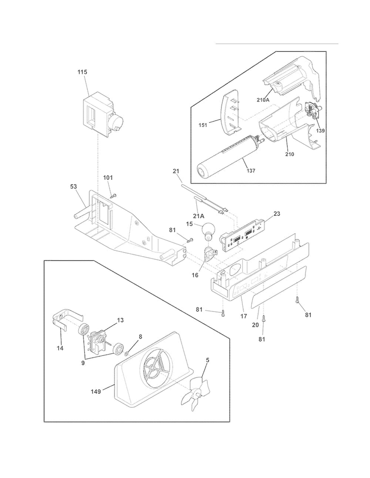 Controls Diagram and Parts List for FFHS2322MB4  Frigidaire Refrigerator