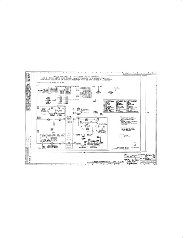 Wiring Diagram Diagram and Parts List for FARG1011MW0  Frigidaire Dryer