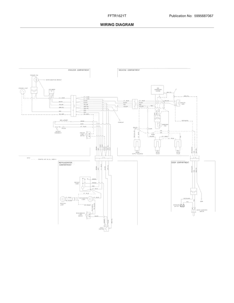 Wiring Diagram Diagram and Parts List for FFTR1621TB0  Frigidaire Refrigerator