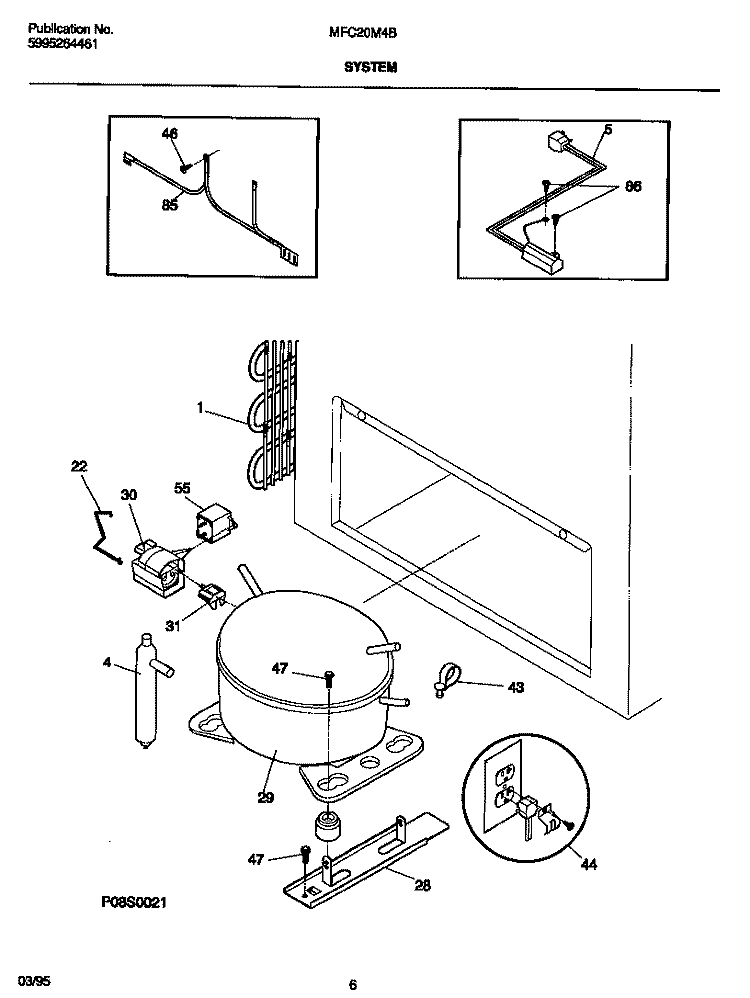 SYSTEM Diagram and Parts List for MFC20M4BW3  Frigidaire Freezer