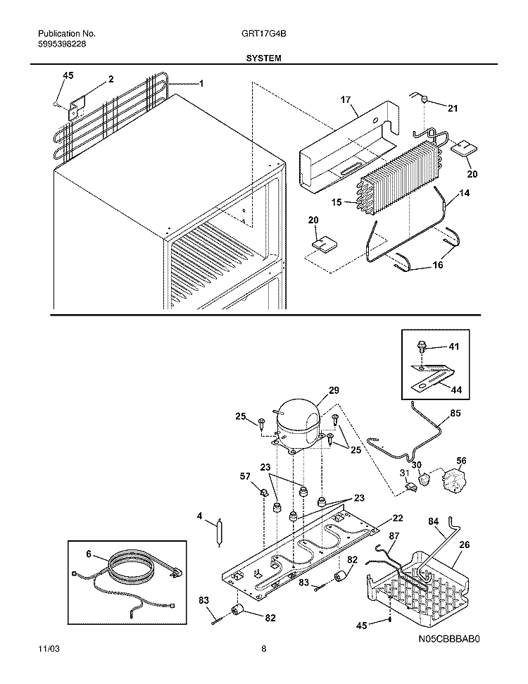 SYSTEM Diagram and Parts List for GRT17G4BW2  Gibson Refrigerator
