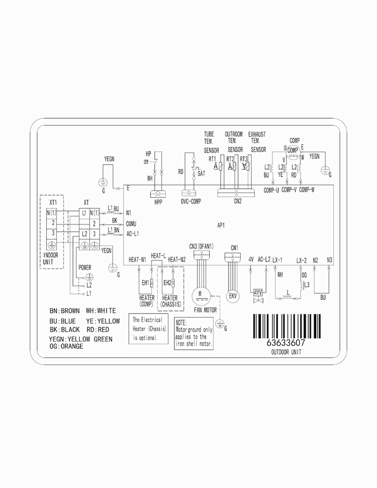 Wiring Diagram Diagram and Parts List for FFHP092CQ20  Frigidaire Air Conditioner