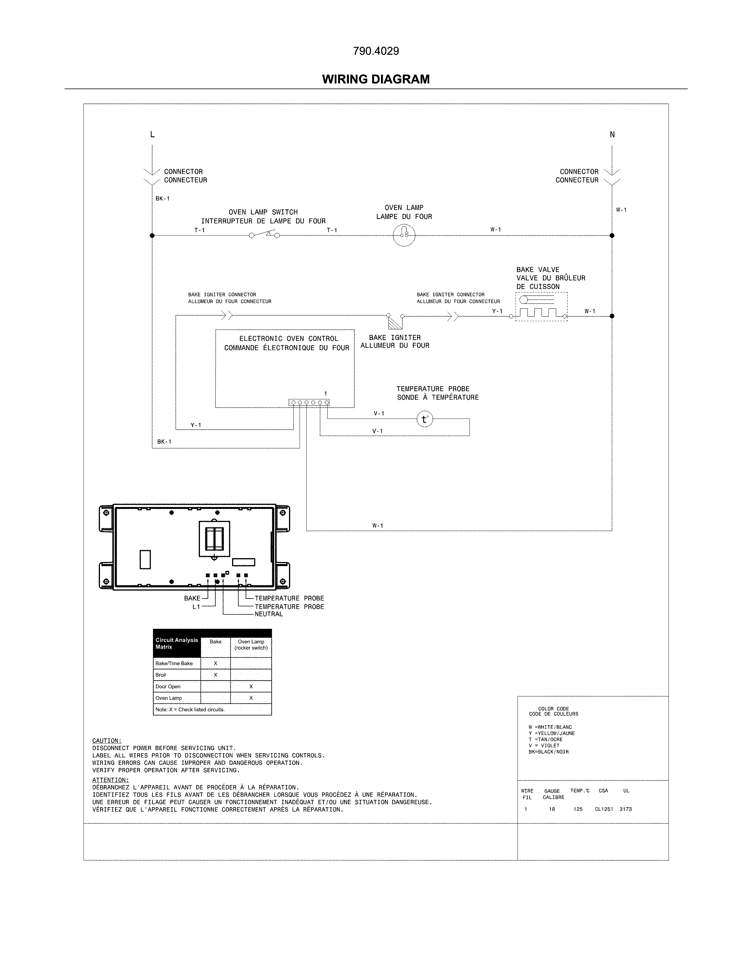 Wiring Diagram Diagram and Parts List for 79040292411  Kenmore Wall Oven