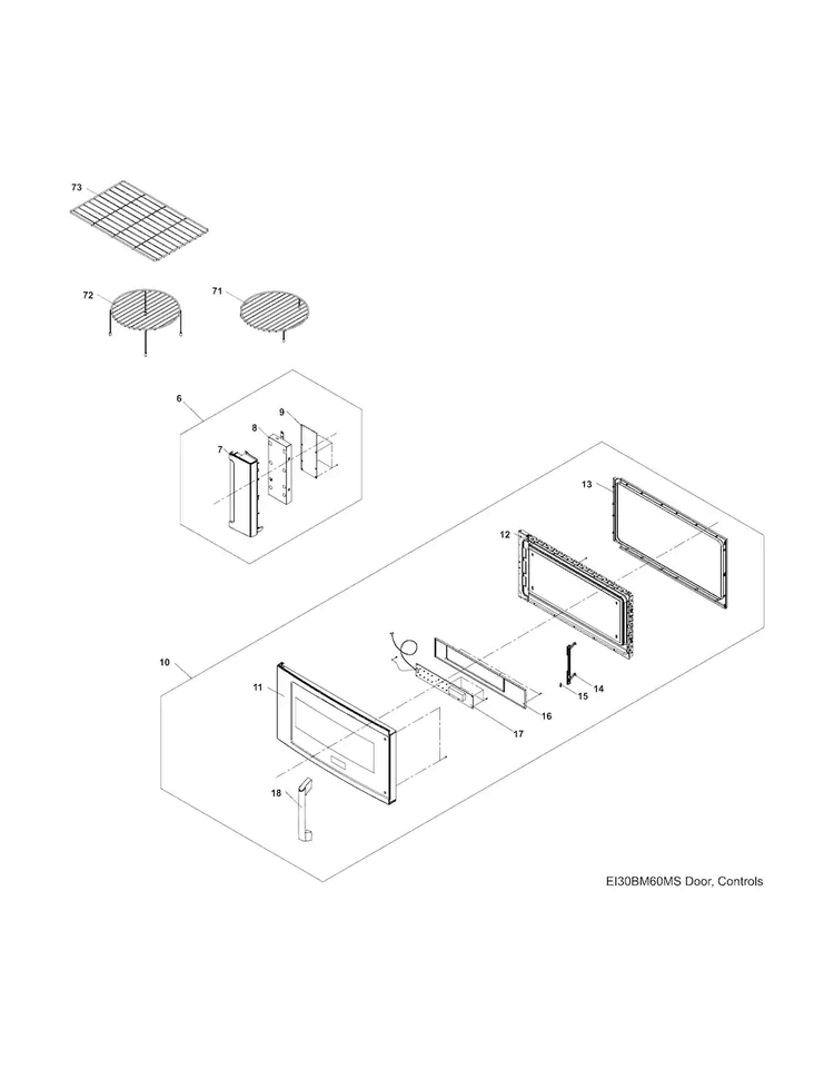 Control Panel,door,miscellaneous Diagram and Parts List for EI30BM60MSB  Electrolux Microwave