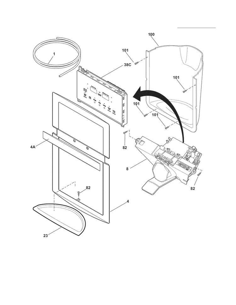 Ice & Water Dispenser Diagram and Parts List for FPUS2698LF3  Frigidaire Refrigerator