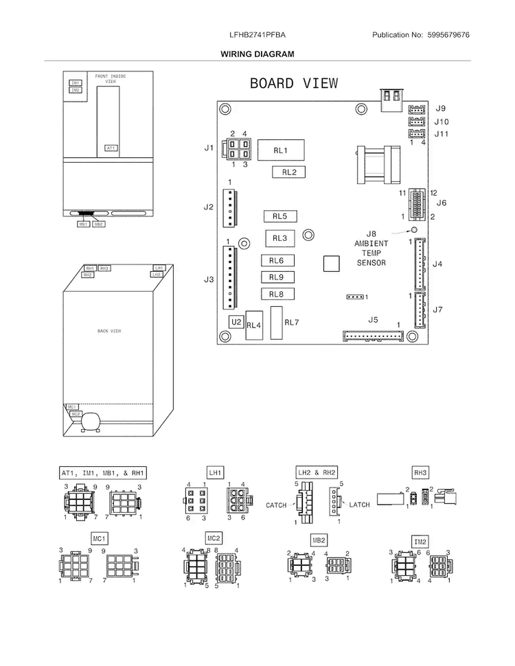 Wiring Diagram Diagram and Parts List for LFHB2741PFBA  Frigidaire Refrigerator
