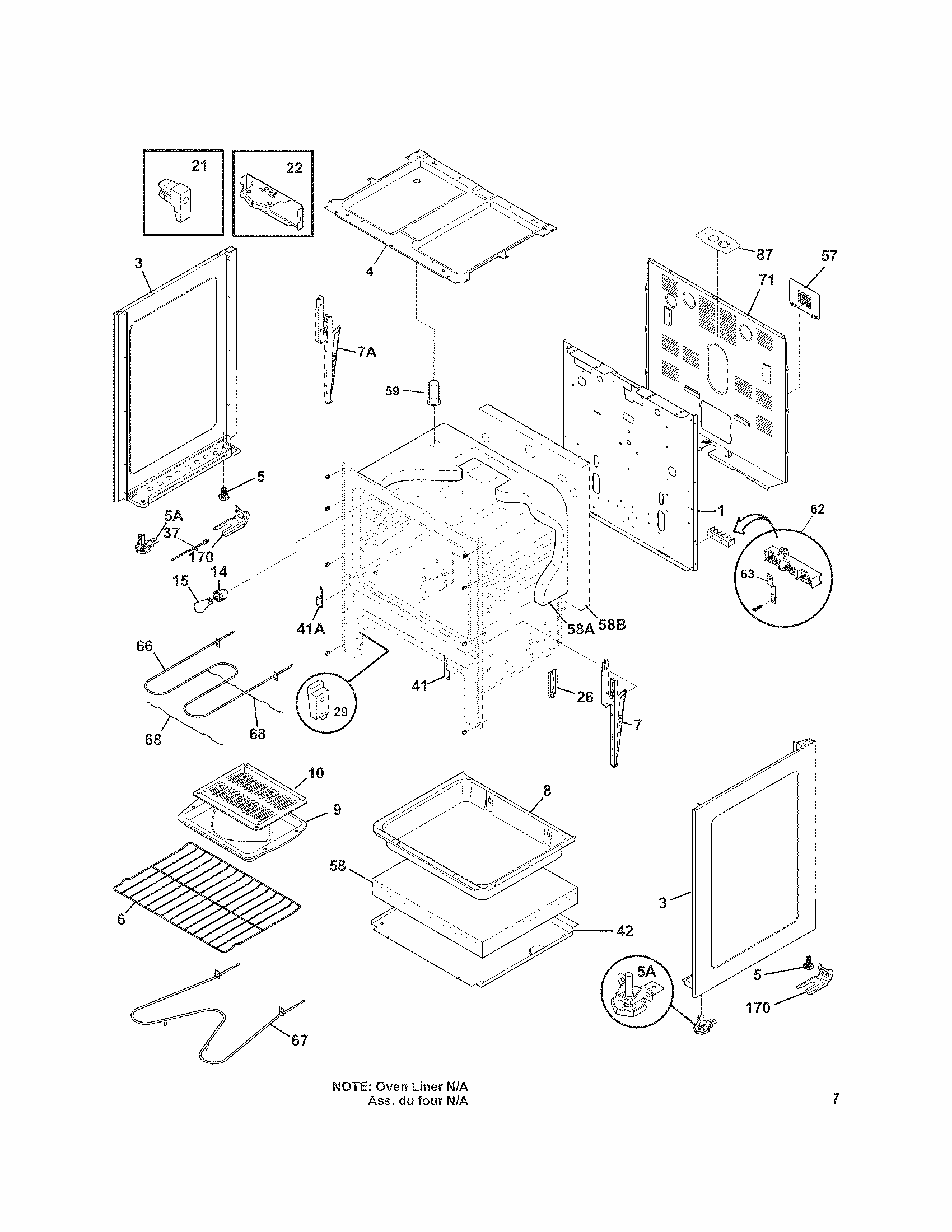 Body Diagram and Parts List for 79090019310  Kenmore Range