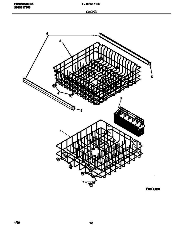 Frigidaire F71c12phs0 1 Diagram and Parts List for F71C12PHS0 V0 Frigidaire Refrigerator