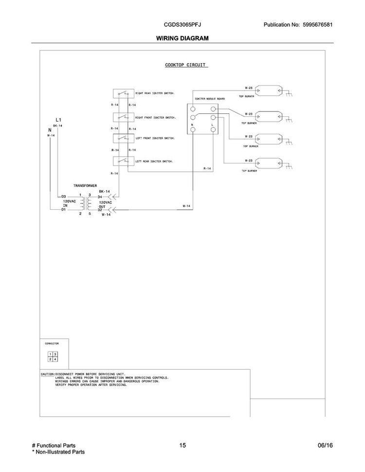 Wiring Diagram Diagram and Parts List for CGDS3065PFJ  Frigidaire Range