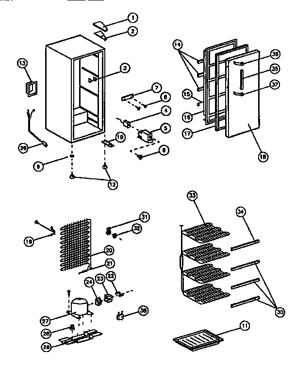 Upright Freezer Parts Diagram and Parts List for 5649237081  Kenmore Freezer