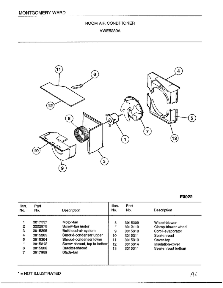 Room Air Conditioner Page 4 Diagram and Parts List for 5289A  Frigidaire Air Conditioner