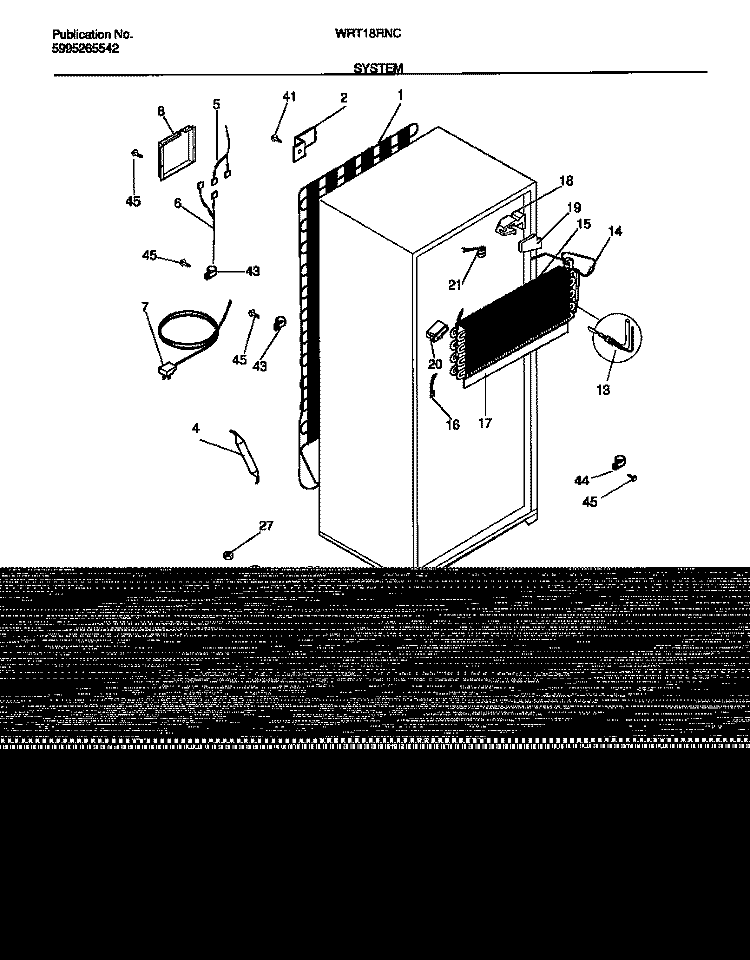 SYSTEM Diagram and Parts List for WRT18RNCW0  Frigidaire Refrigerator