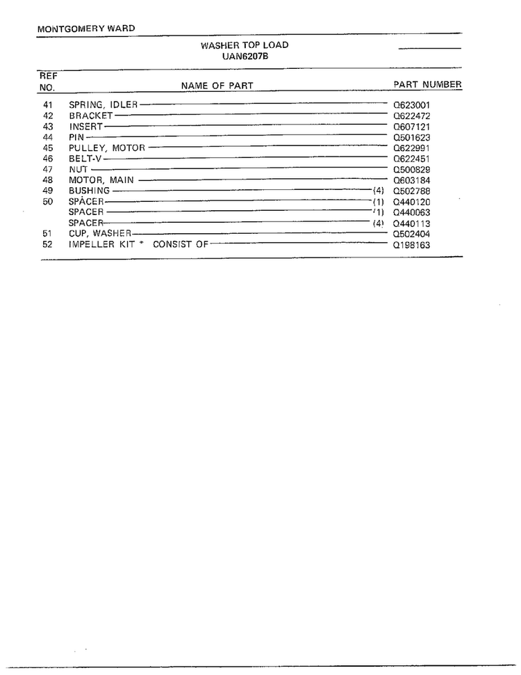 Washer Page 11 Diagram and Parts List for 6207B  Frigidaire Washer