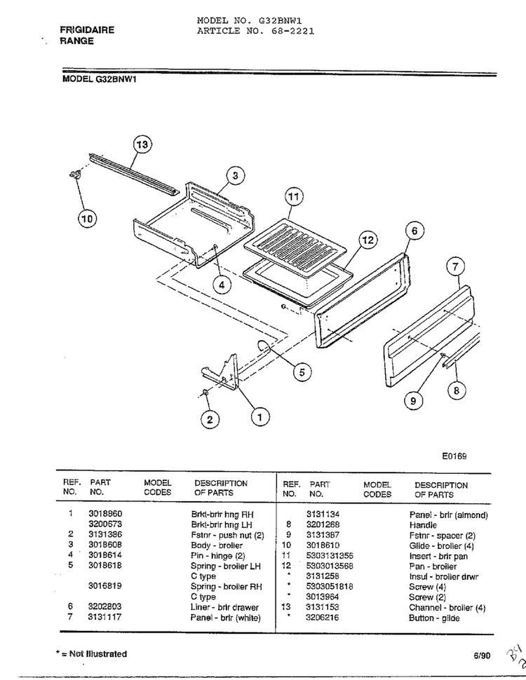Frigidaire - Range Page 3 Diagram and Parts List for 2221  Frigidaire Range