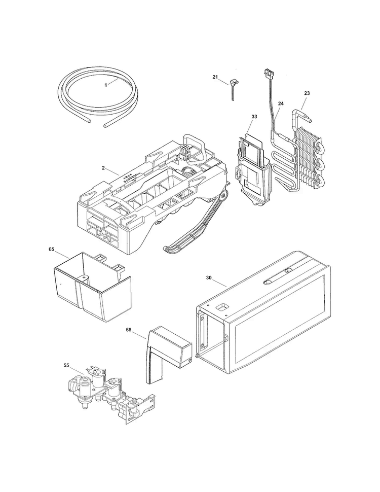 Fresh Food Ice Maker Diagram and Parts List for EW28BS85KS3  Electrolux Refrigerator