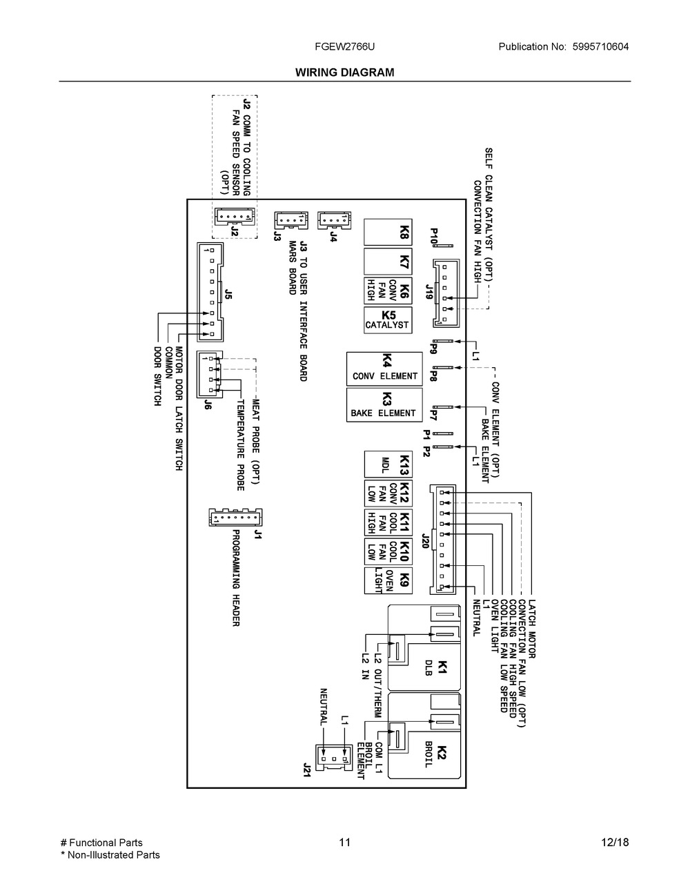 Wiring Diagram Diagram and Parts List for FGEW2766UDA  Frigidaire Wall Oven