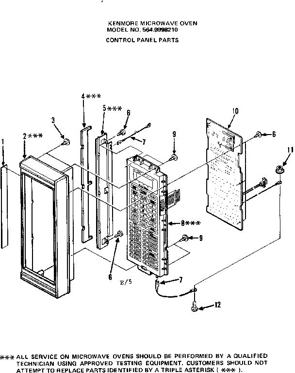 Control Panel Parts Diagram and Parts List for 5649998210  Kenmore Microwave