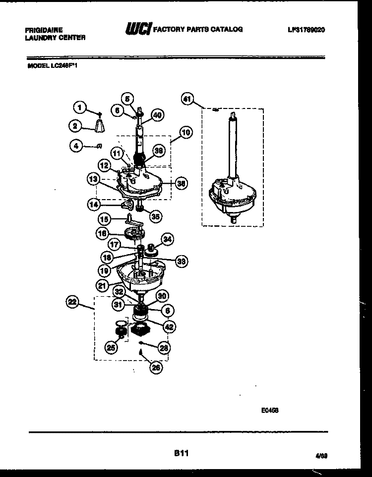 TRANSMISSION PARTS Diagram and Parts List for LC248H1  Frigidaire Washer