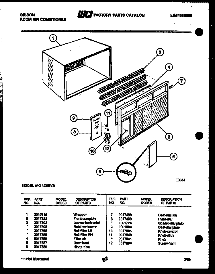 CABINET PARTS Diagram and Parts List for AK14C6RVA  Gibson Air Conditioner
