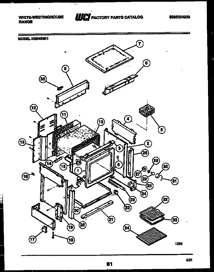 BODY PARTS Diagram and Parts List for KS540NKW1  Frigidaire Range