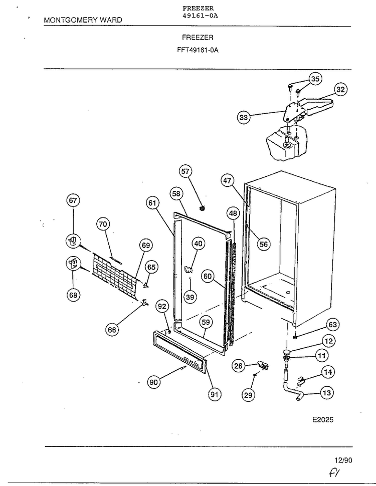 Freezer Page 3 Diagram and Parts List for 49161-0A  Frigidaire Freezer