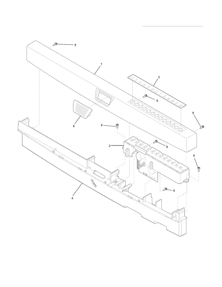 Control Panel Diagram and Parts List for EIDW6305GB2B  Electrolux Dishwasher