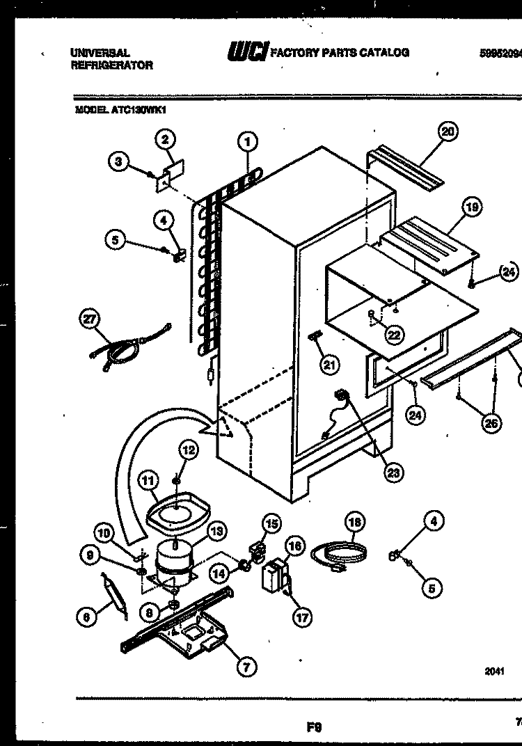 SYSTEM AND AUTOMATIC DEFROST PARTS Diagram and Parts List for ATC130DK1  Uni Refrigerator