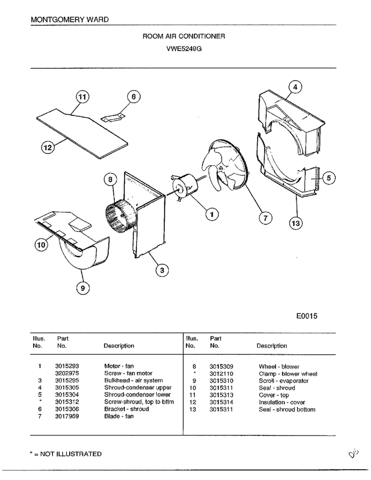 Room Air Conditioner Page 7 Diagram and Parts List for 5249G  Frigidaire Air Conditioner