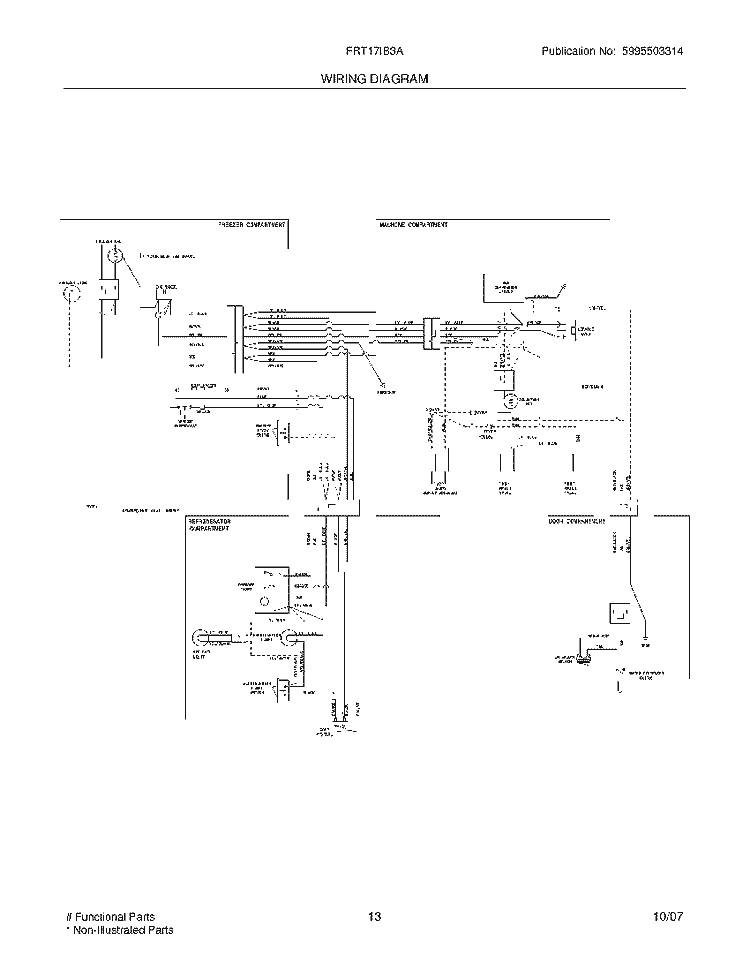 WIRING DIAGRAM Diagram and Parts List for FRT17IB3AQD  Frigidaire Refrigerator