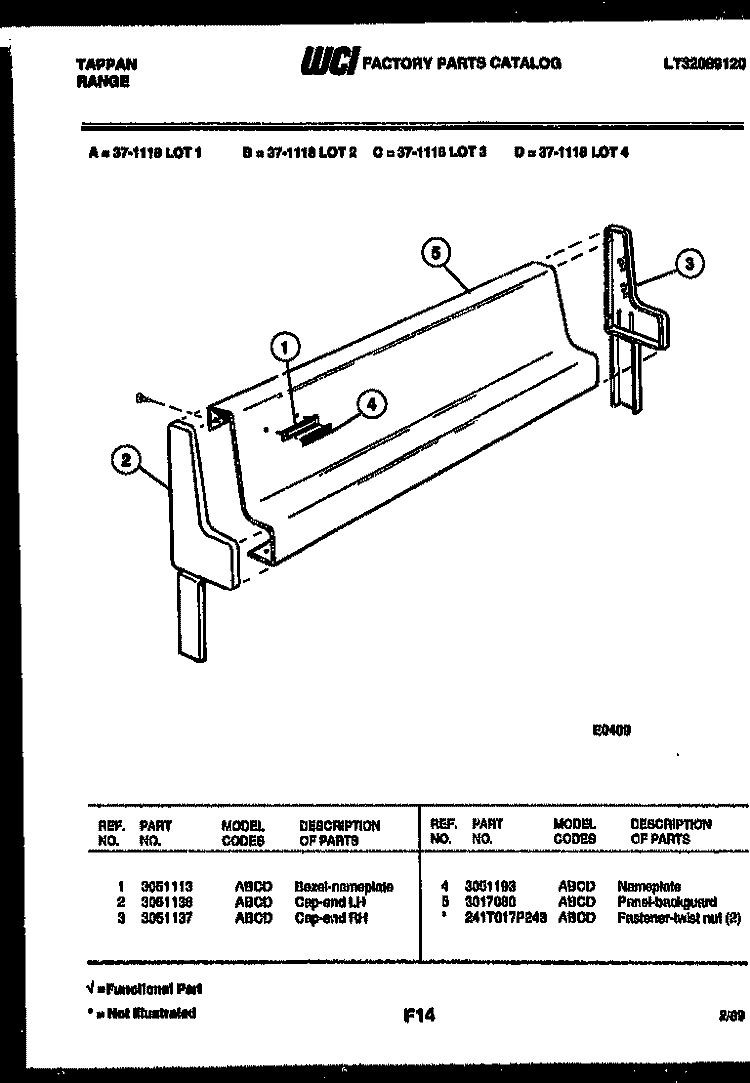 BACKGUARD Diagram and Parts List for 37-1118-66-01  Tappan Range