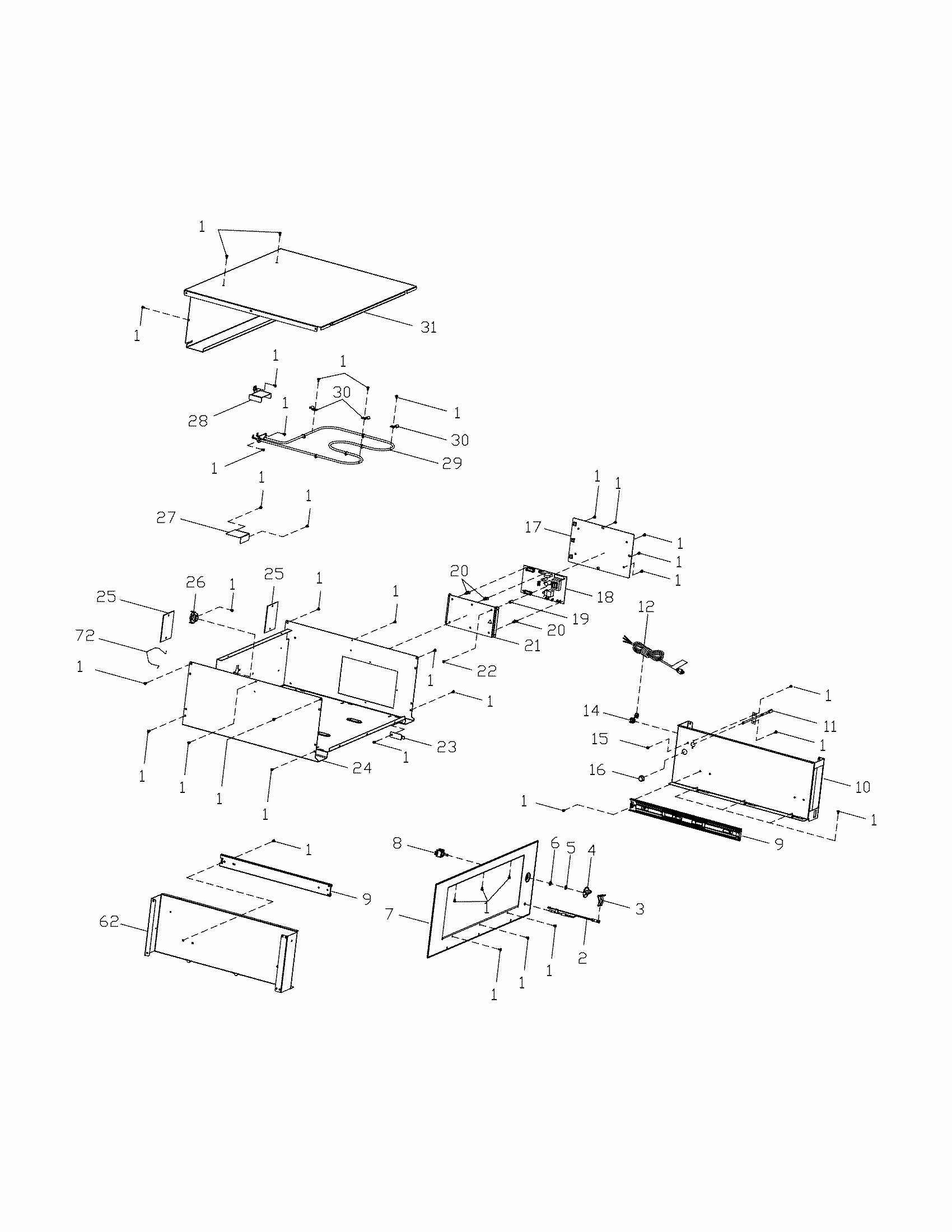 Body Diagram and Parts List for FGWD3065PF  Frigidaire Warming Drawer