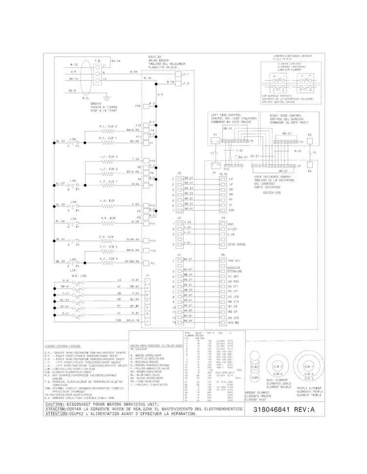Wiring Diagram Diagram and Parts List for E36EC75HSS3  Electrolux Cooktop