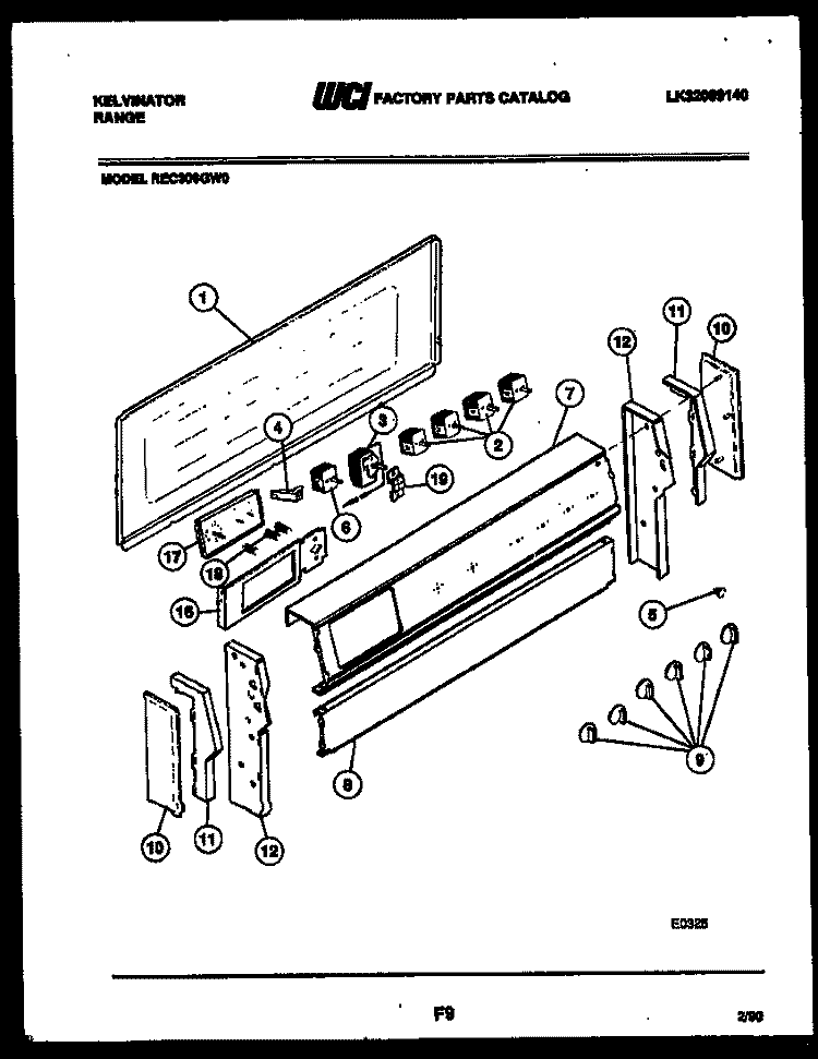 BACKGUARD PARTS Diagram and Parts List for REC306GW0  Kelvinator Range