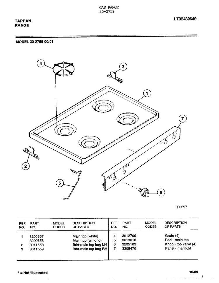 Gas Range Page 2 Diagram and Parts List for 30-2759  Frigidaire Range