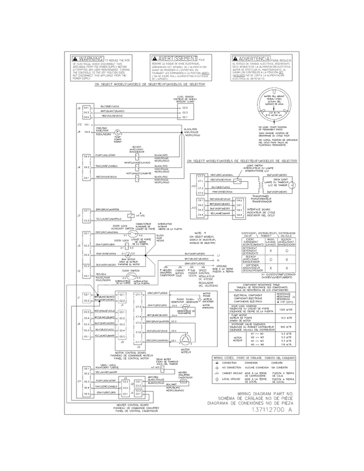 Wiring Diagram Diagram and Parts List for FAFW3001LW0  Frigidaire Washer