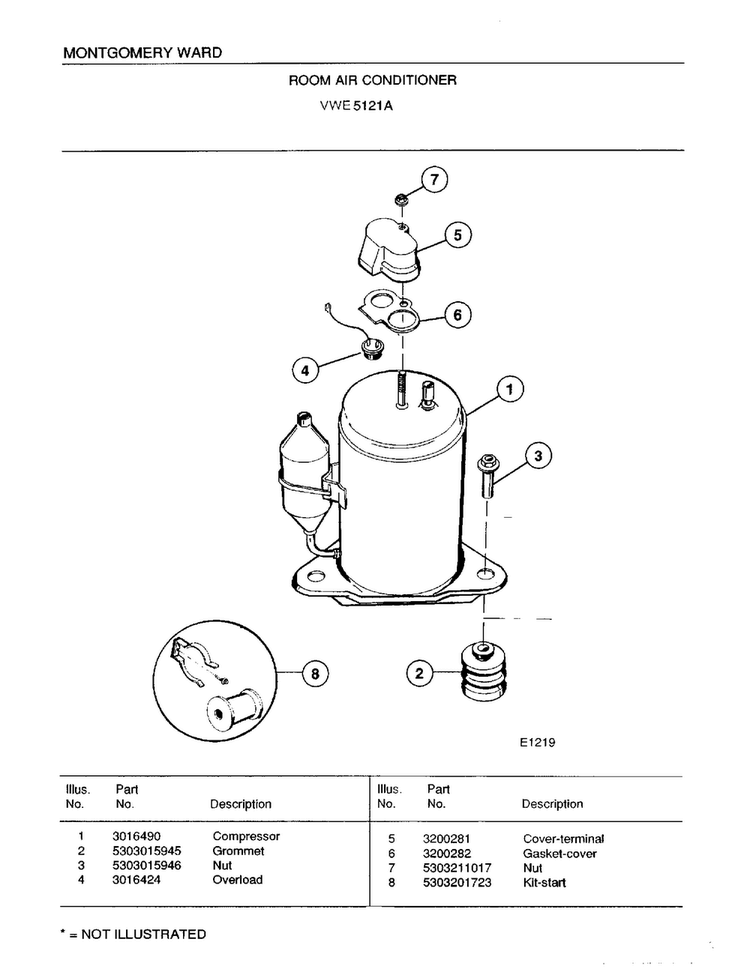 Room Air Conditioner Page 4 Diagram and Parts List for 5121A  Frigidaire Air Conditioner